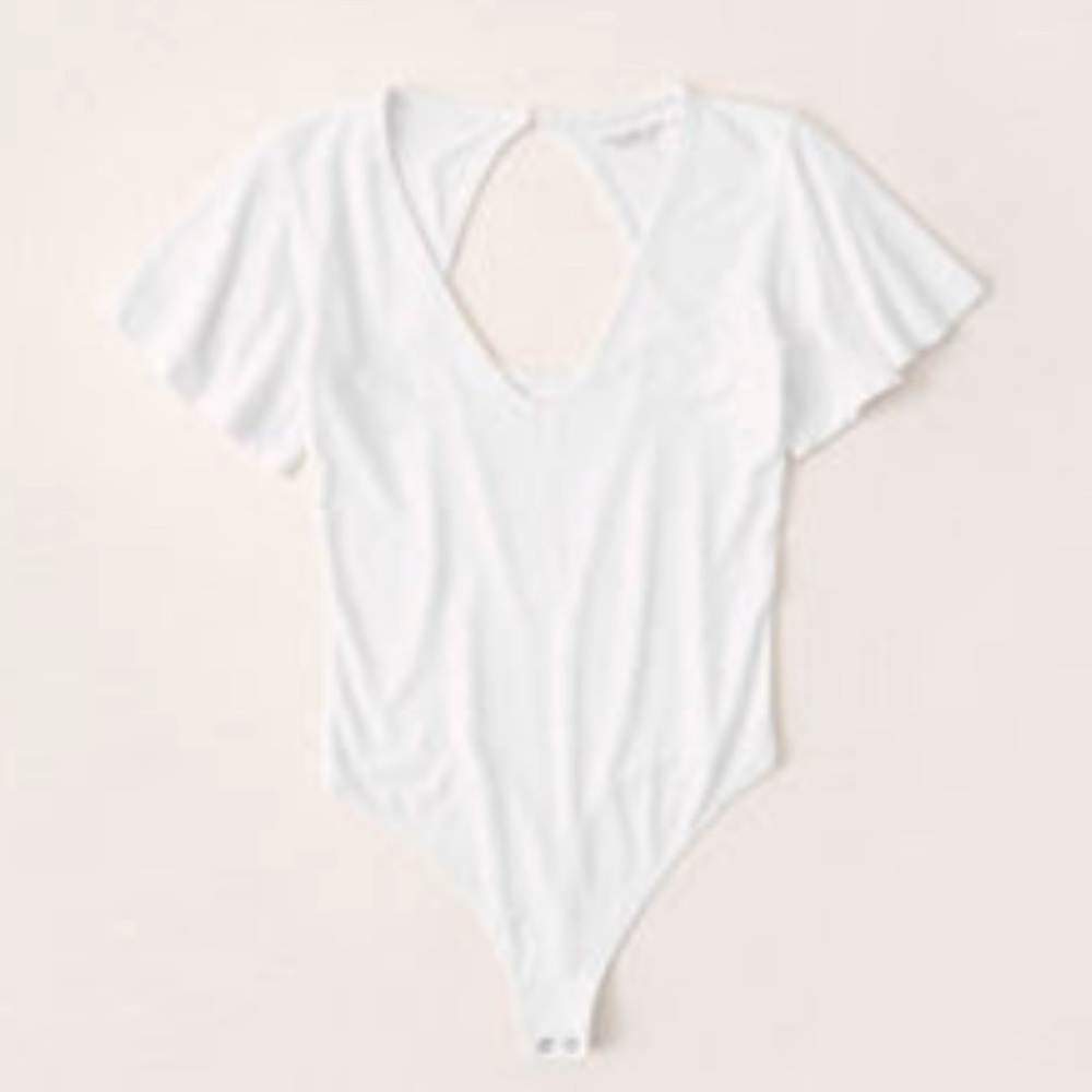 Abercrombie white flutter sleeve bodysuit